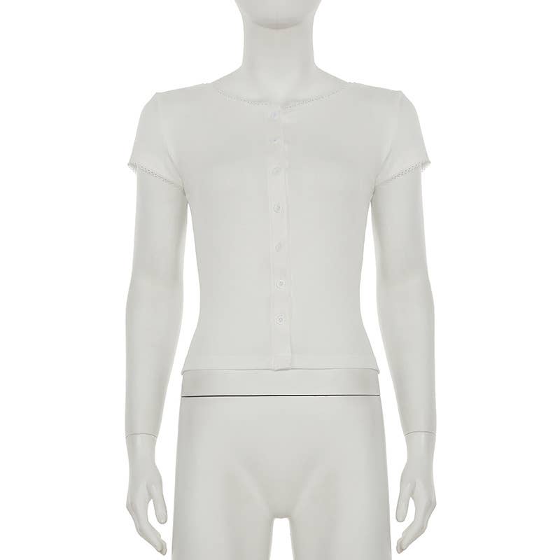 Simple basic solid color short-sleeved T-shirt