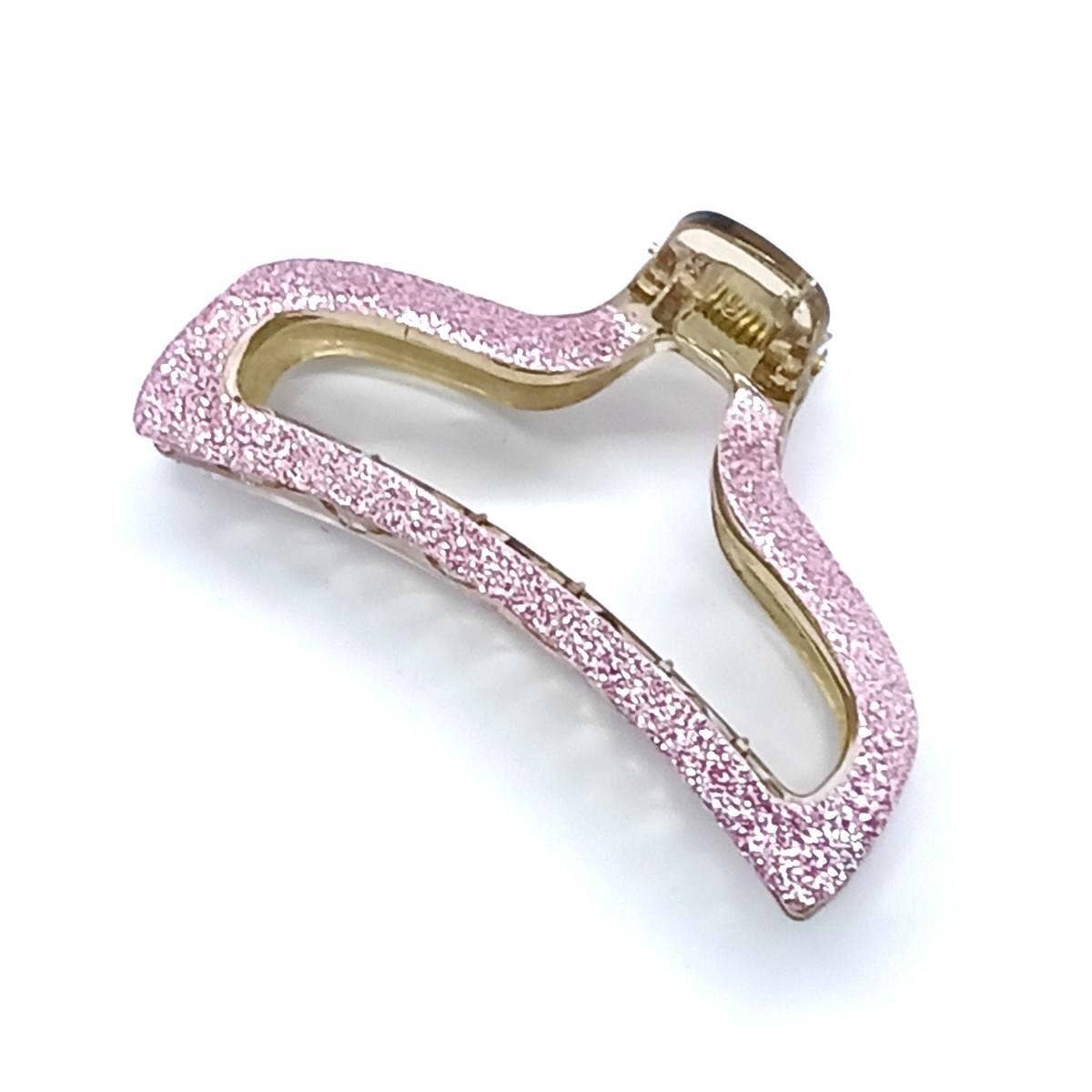Pink Glitter Shine Hair Claw Clip_CWAHA6372