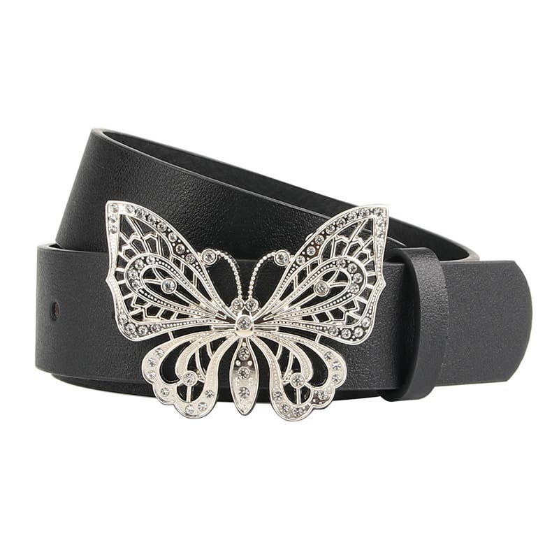 Fashionable butterfly rhinestone decorated belt