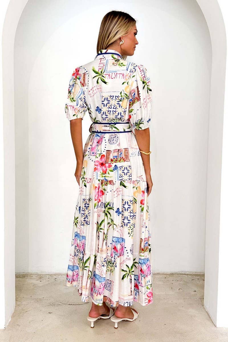 CWDMD6299_SUMMER FLORAL PRINT SHORT SLEEVE DRESS