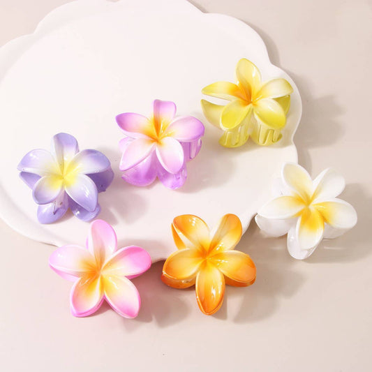 Gradient Flower Hair Claw - Plumeria Beach Clip