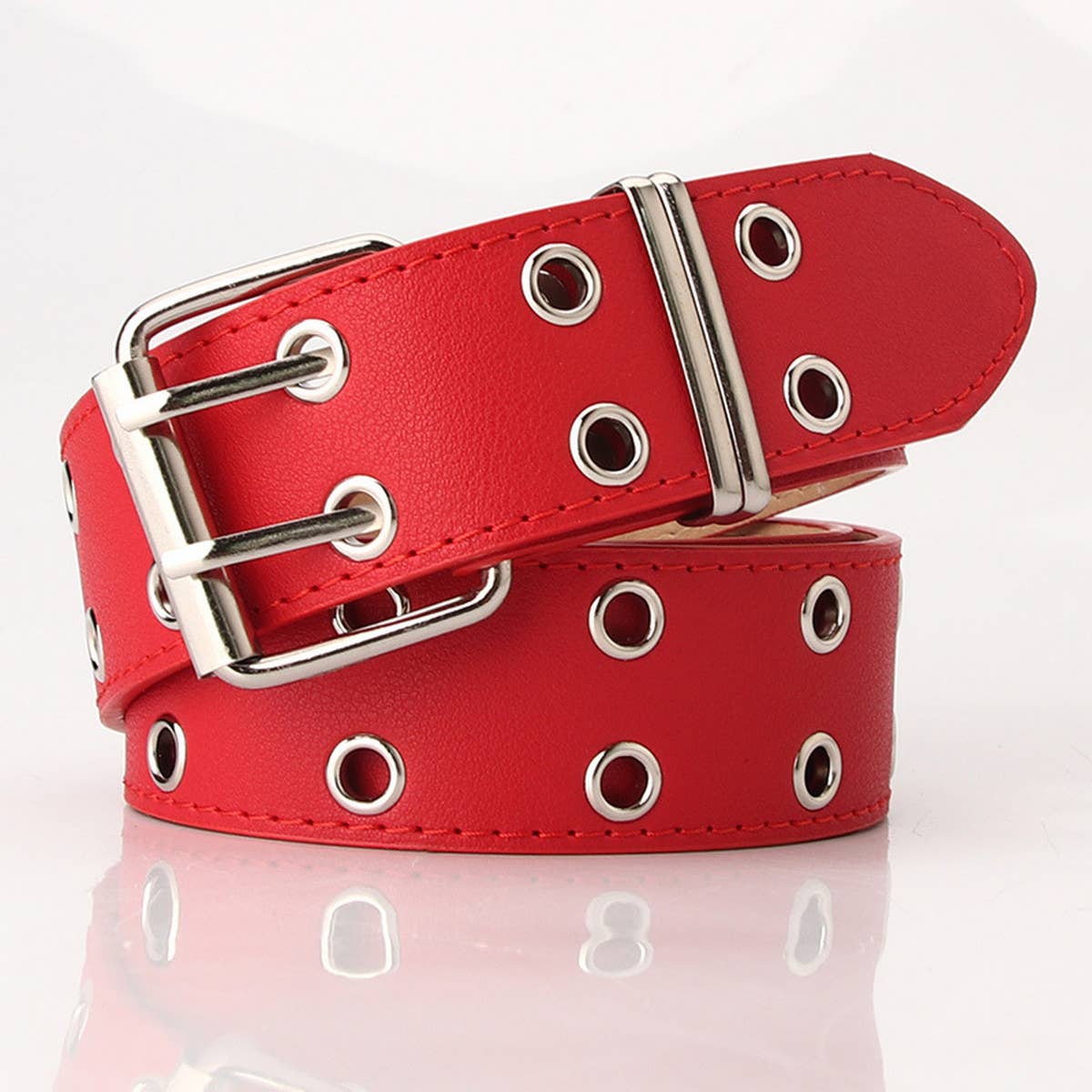 CWABE0936_DOUBLE ROW EYELET HOLLOW NEW PUNK STYLE BELT