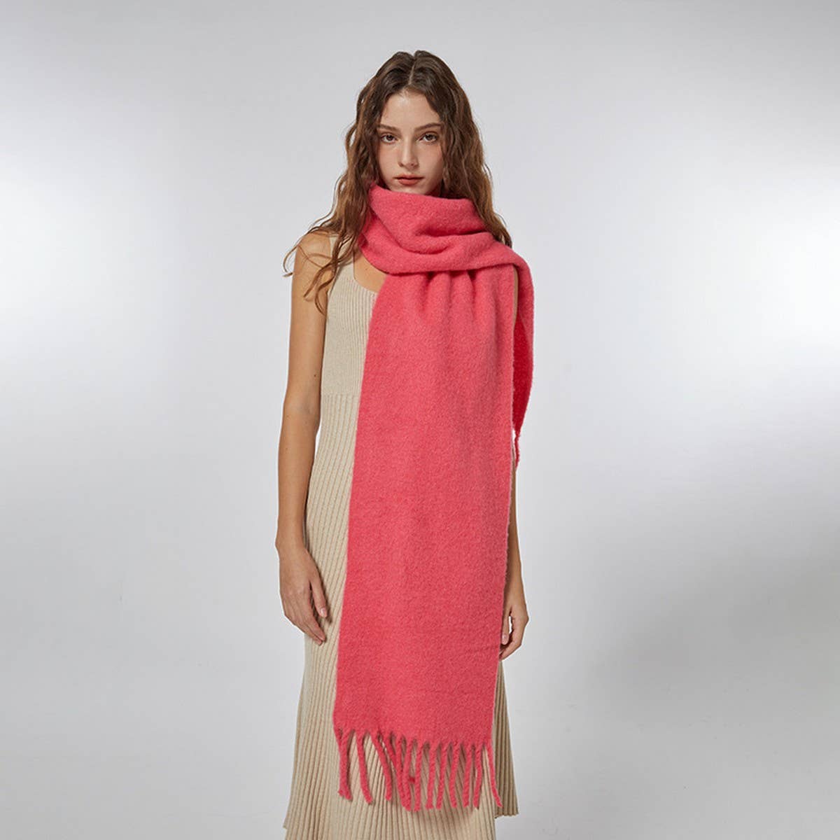Soft Wool Spun Scarf ??Cozy Winter Neck Warmer_CWASC2317