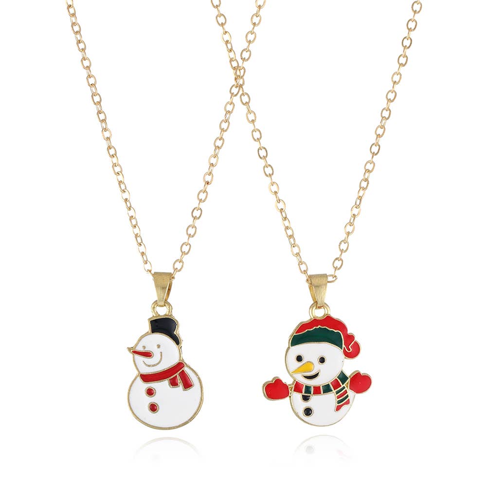 CHRISTMAS SNOWMAN CHRISTMAS TREE NECKLACE SET