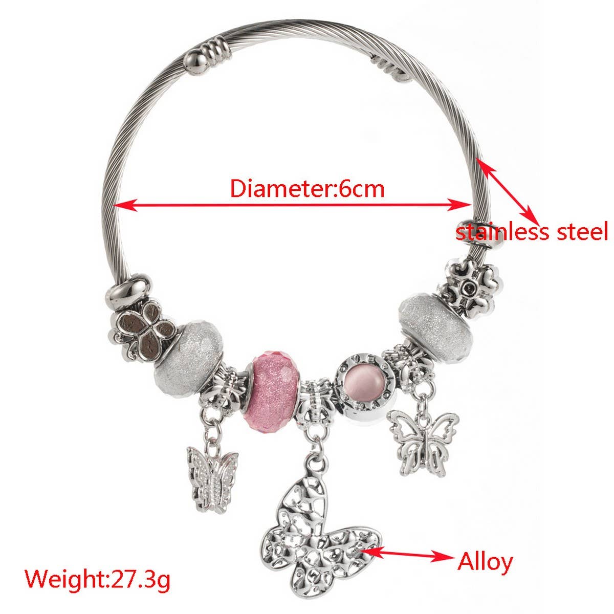 Stainless Steel Bear Charm Bracelet for Women_CWMM8470