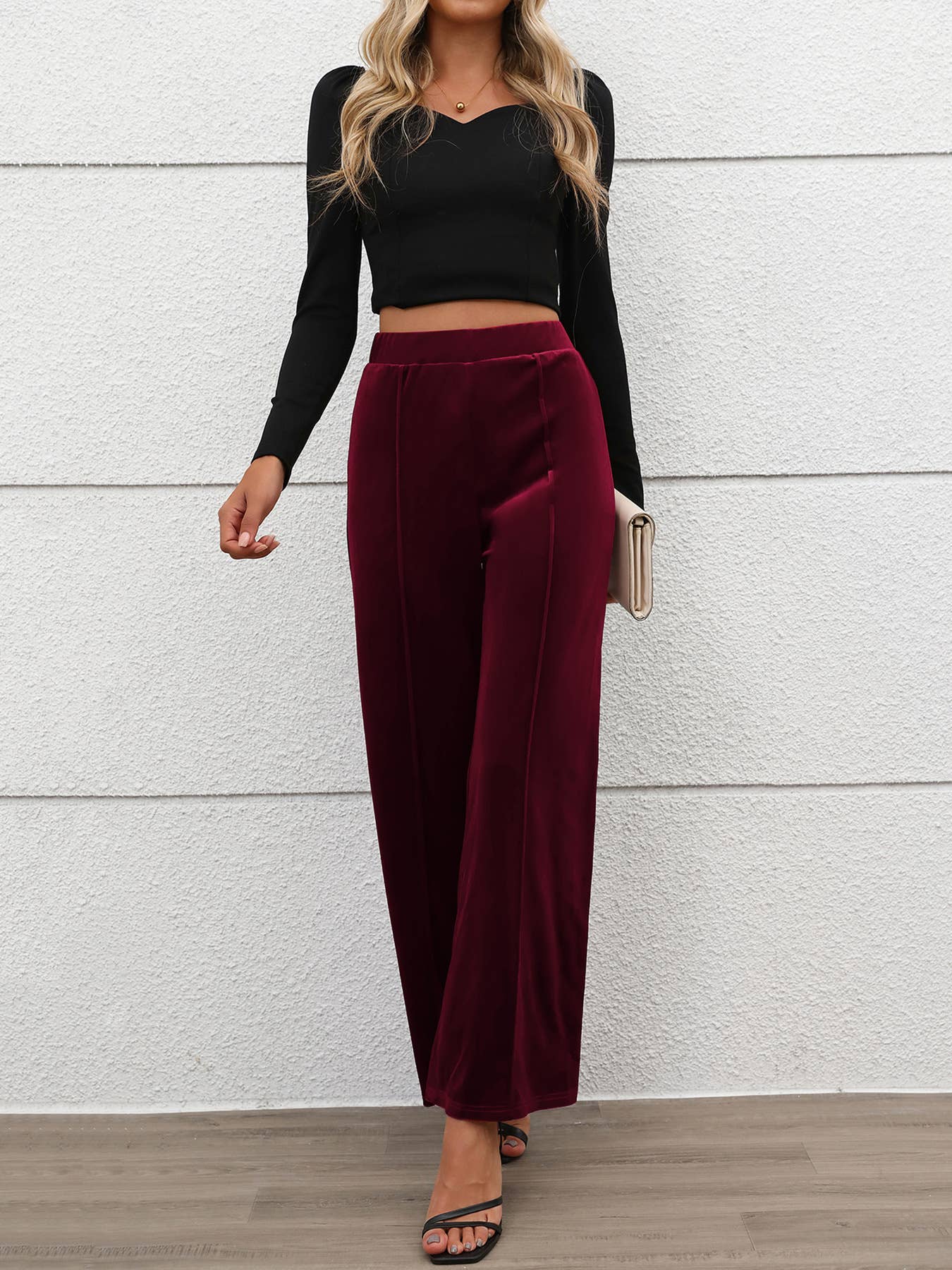 COMMUTER STYLE HIGH-WAISTED VELVET PANTS
