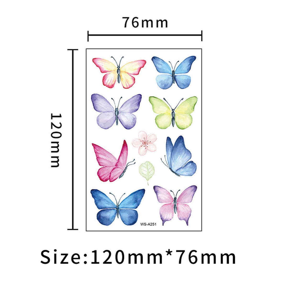 Waterproof Kids Cute Watercolor Butterfly Tattoos