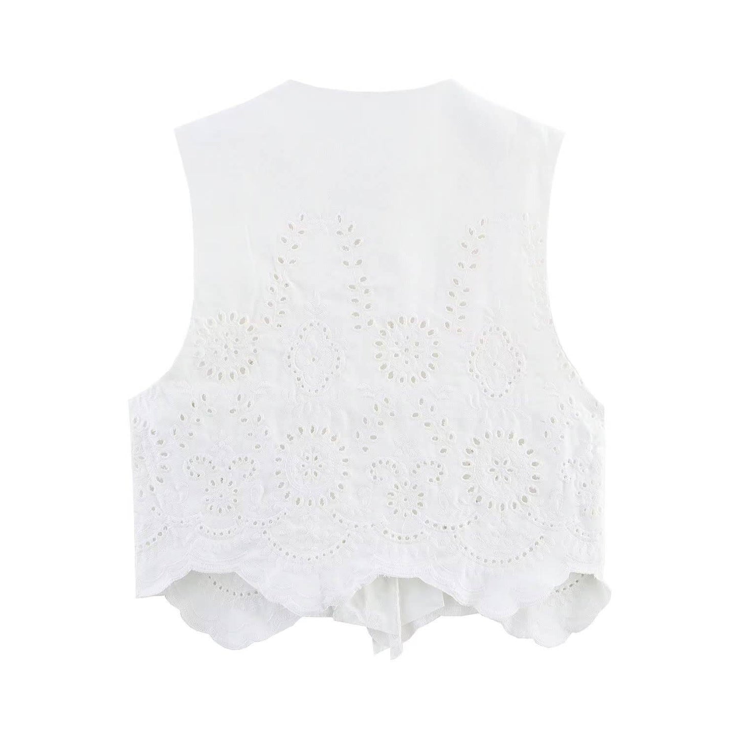 Fashion hollowed-out embroidered vest skirt set