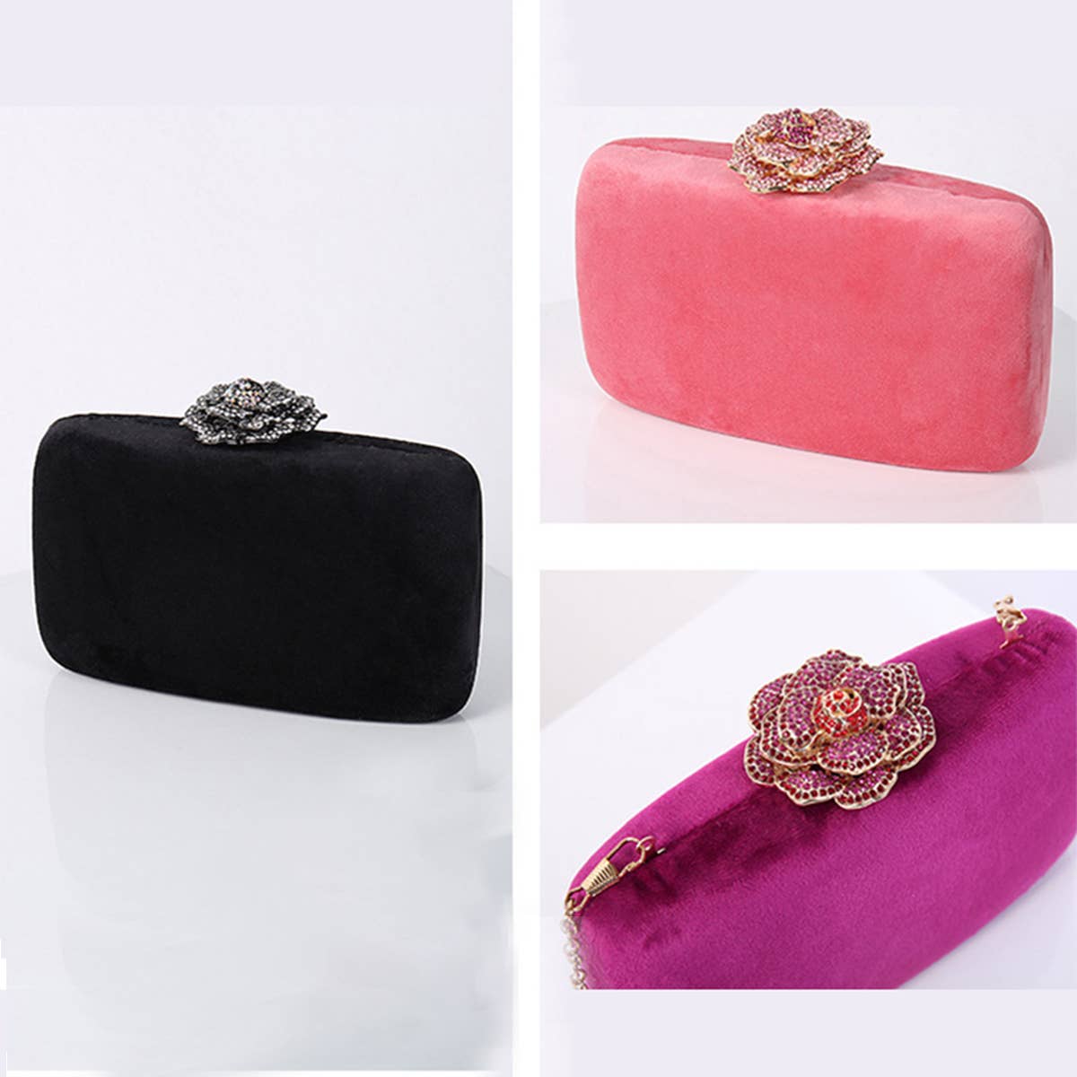FASHION FLOWER DIAMOND SHOULDER BAG CLUTCH BAG_CWAB0601