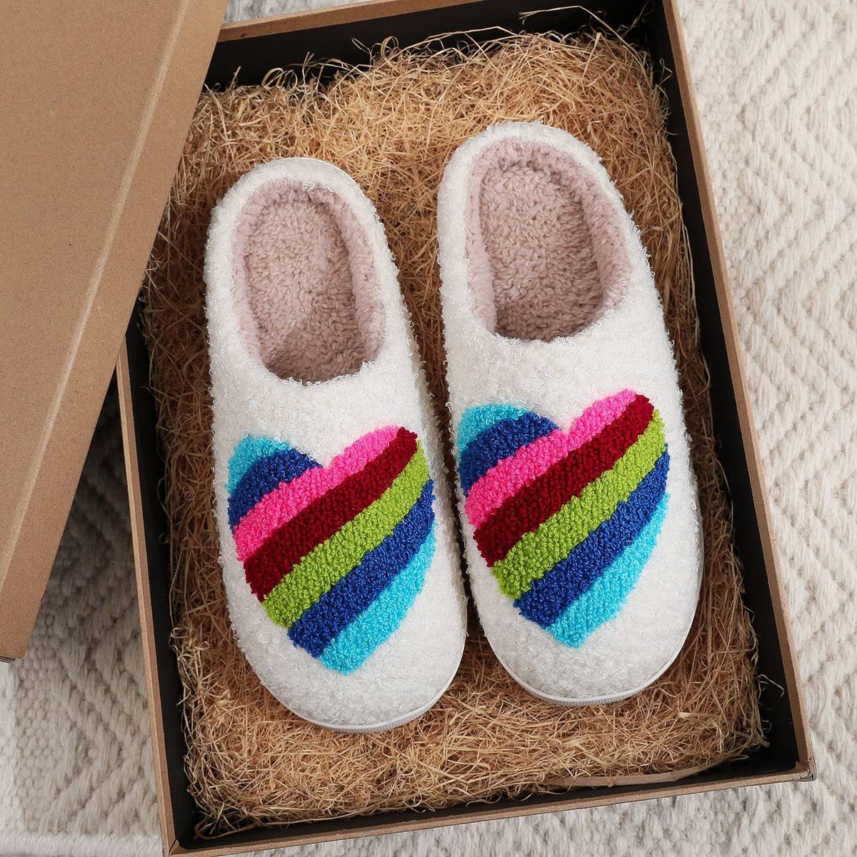 WINTER SMILING FACE PEACH HEART COTTON SLIPPERS