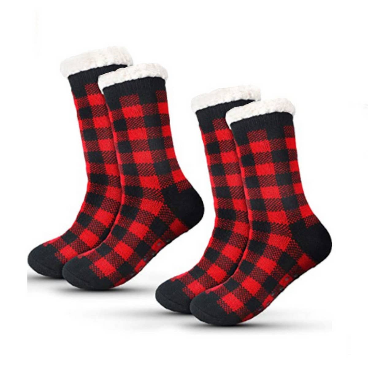 WARM CHRISTMAS PLAID PLUSH INDOOR SLIPPERS