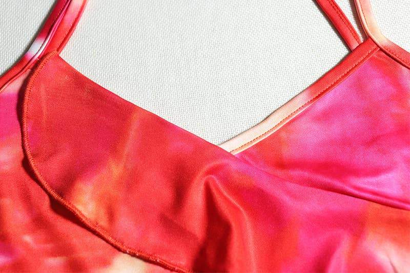 PRINTED SEXY HALTER HALTER IRREGULAR DRESS