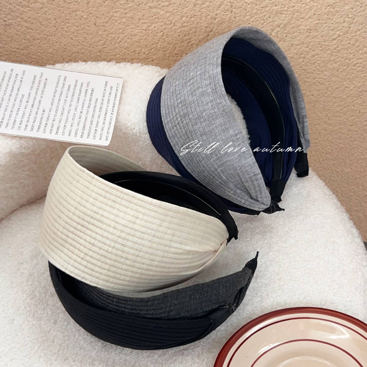 Retro knitted corrugated strip widened hair band