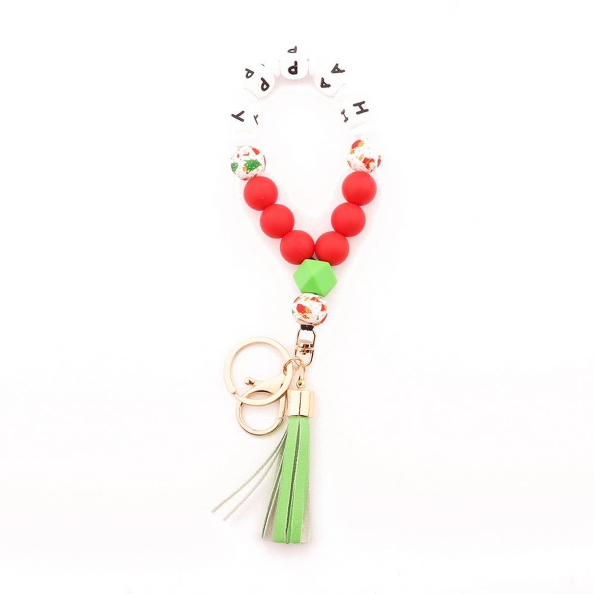 Personalized Christmas Gift Silicone Bead Keychain_CWMM7008