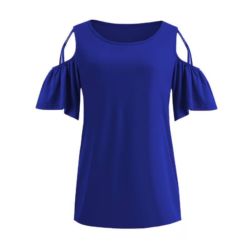 Solid off-shoulder short sleeved baggy T-shirt