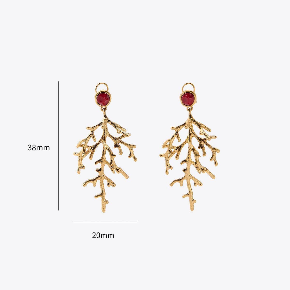 Fashionable Golden Coral Long Earrings