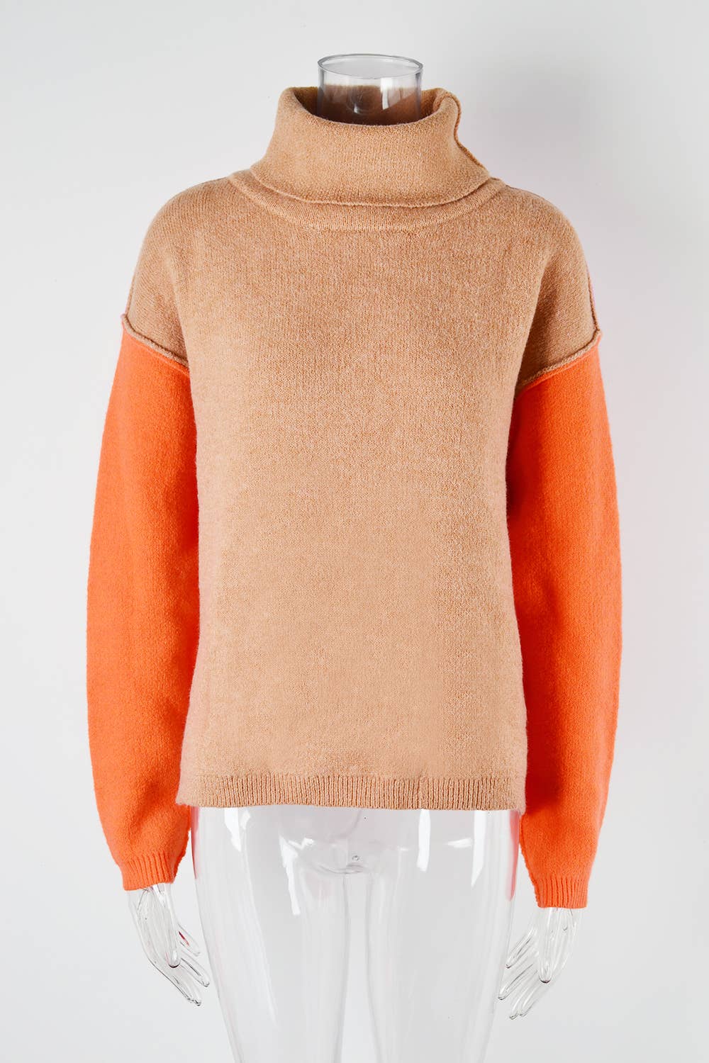 Patchwork Fashion Knit Turtleneck Sweater