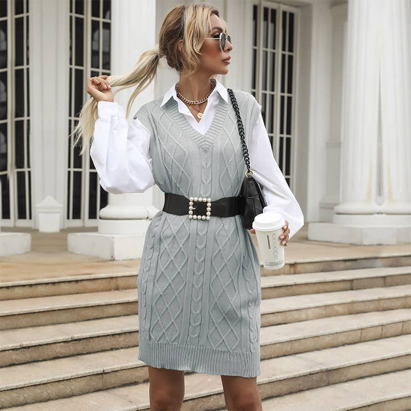 VINTAGE FLORAL LOOSE FASHION WAISTCOAT DRESS