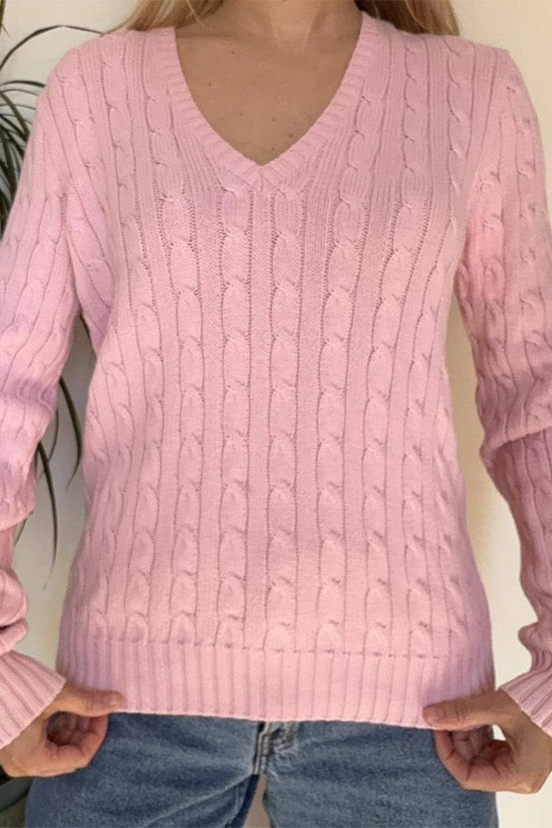 CWOSWL07534_CASUAL LONG-SLEEVED SOLID COLOR KNITTED TOP