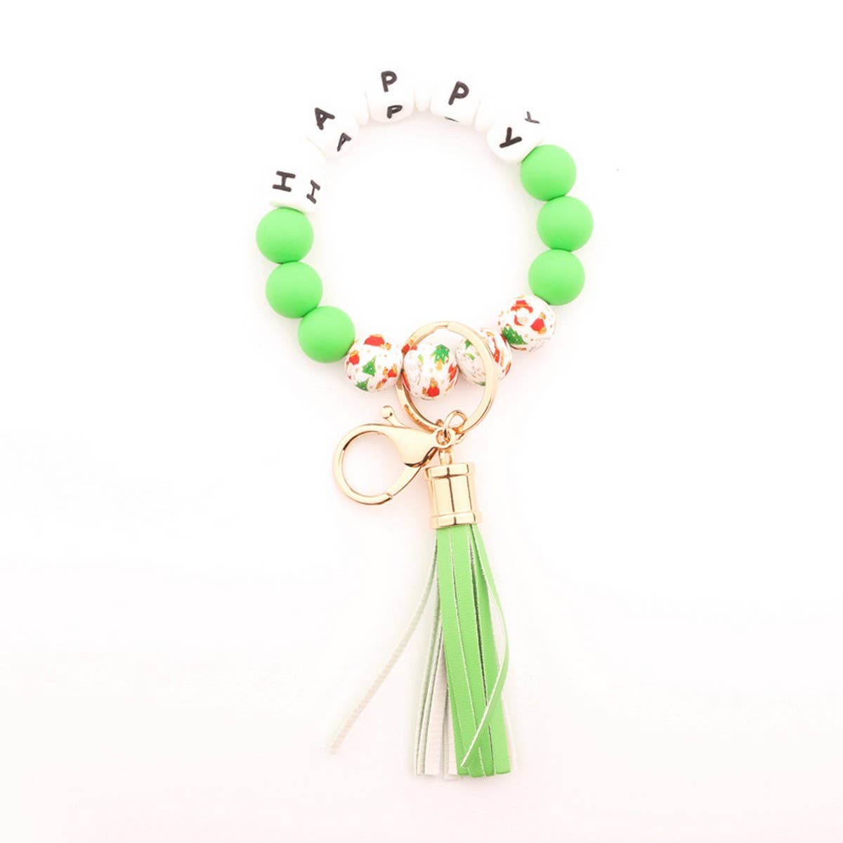 Christmas Silicone Bead Bracelet Keychain Gift