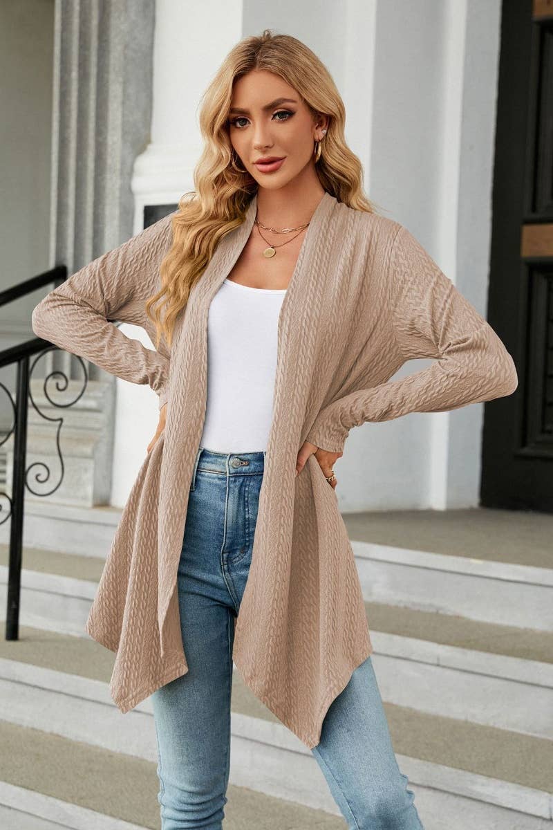 CWOCAL2125_LONG SLEEVE KNIT CARDIGAN WITHOUT BUTTON SHORT