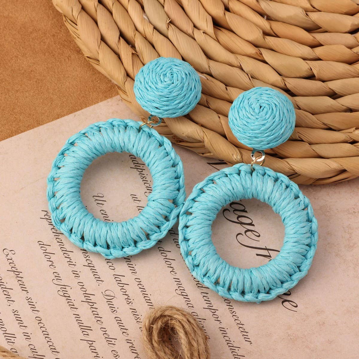 NEW VINTAGE SIMIAN GRASS VINE WOVEN EARRINGS_CWAJE4011