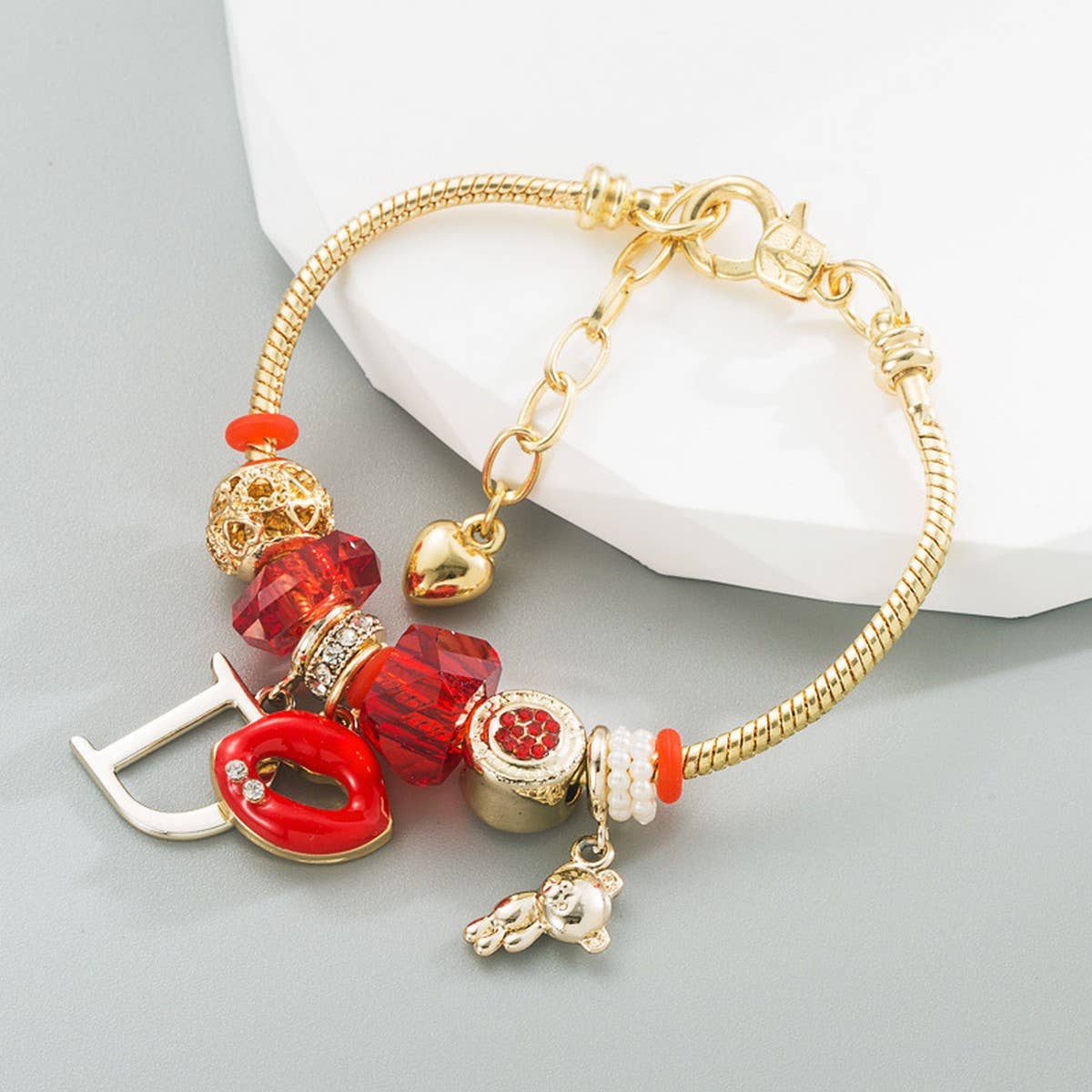 Devil Lips Pendant Alloy Chain Bracelet