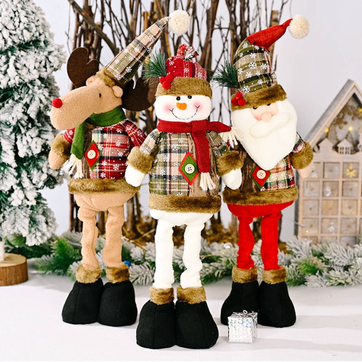 CWMM2993_SANTA CLAUS SNOWMAN DEER TELESCOPIC FIGURE