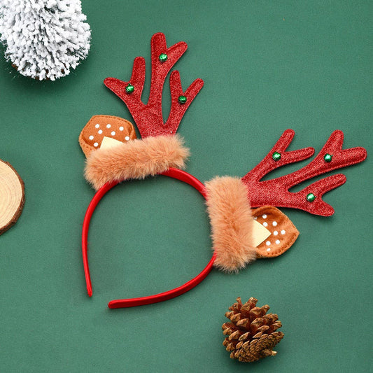 CHRISTMAS DEER ANTLER HEADBAND WITH EARS