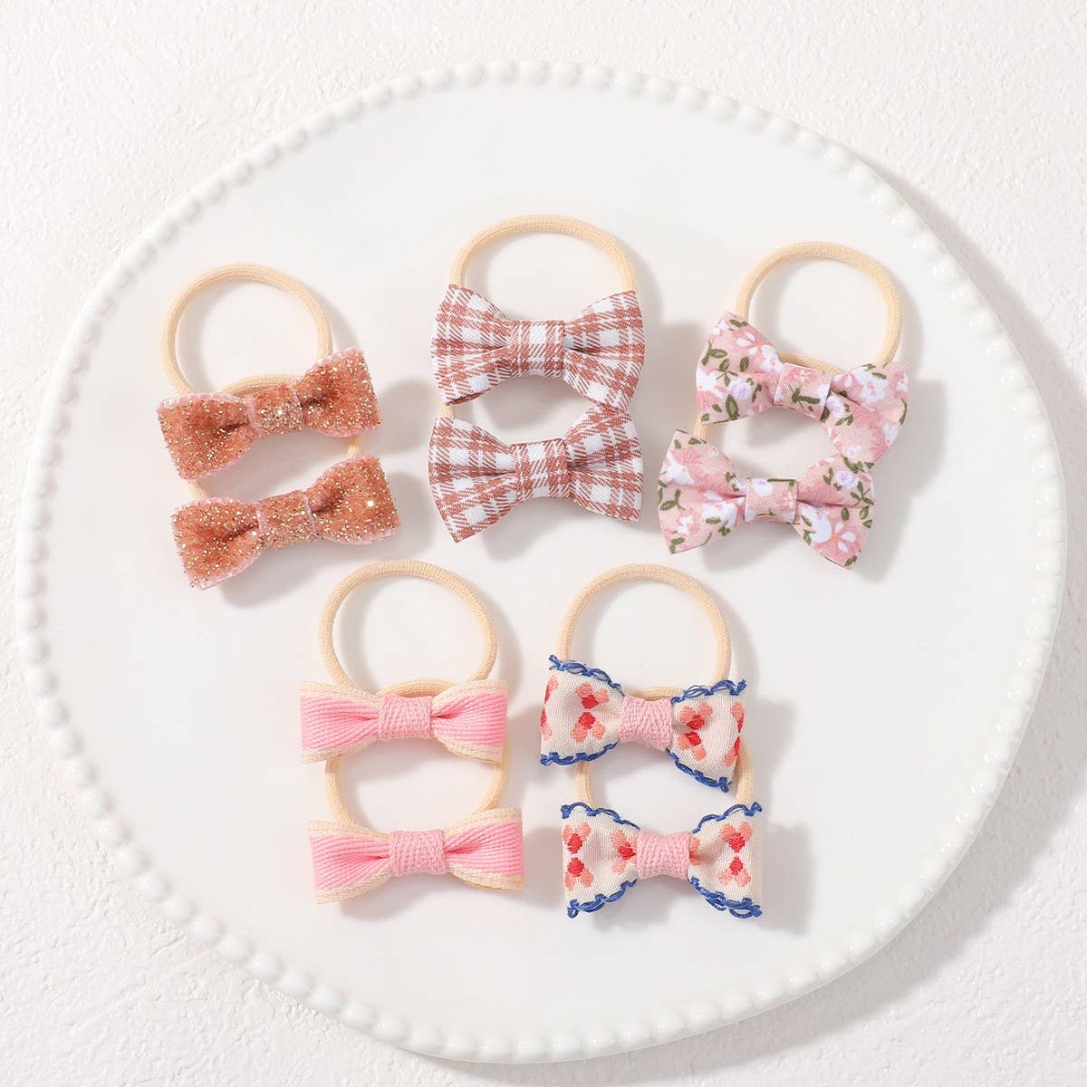 Double Bow Hair Clips Set with Pearls for Girls