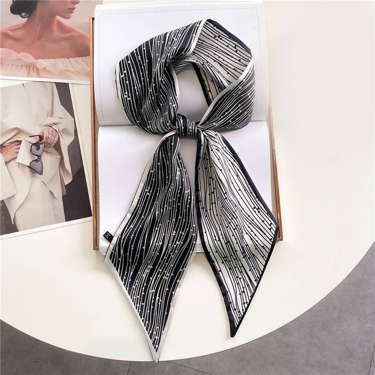 FASHIONABLE DOUBLE-LAYER RIBBON ANGLED HEAD SCARF