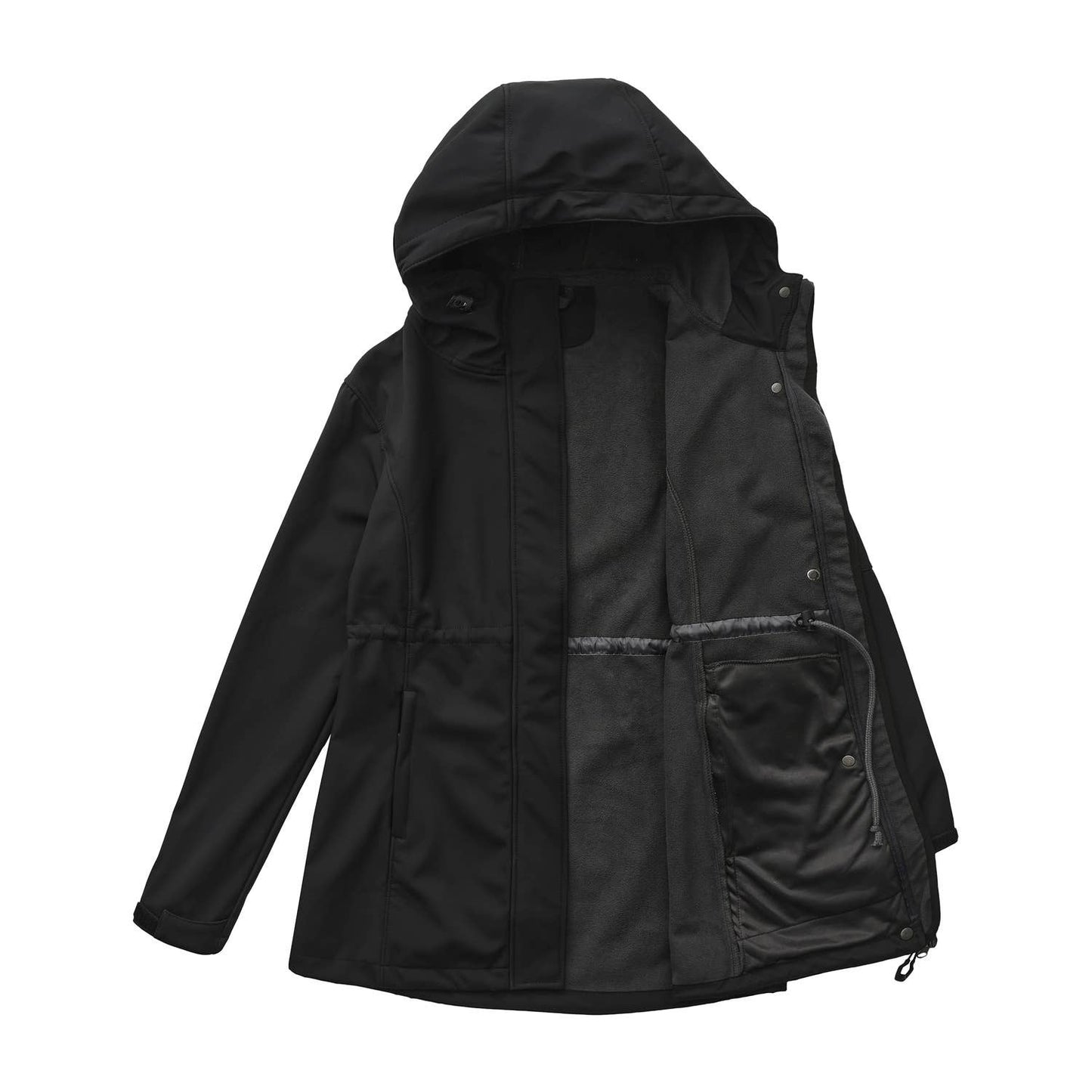 Hooded multi-pocket fleece down jacket