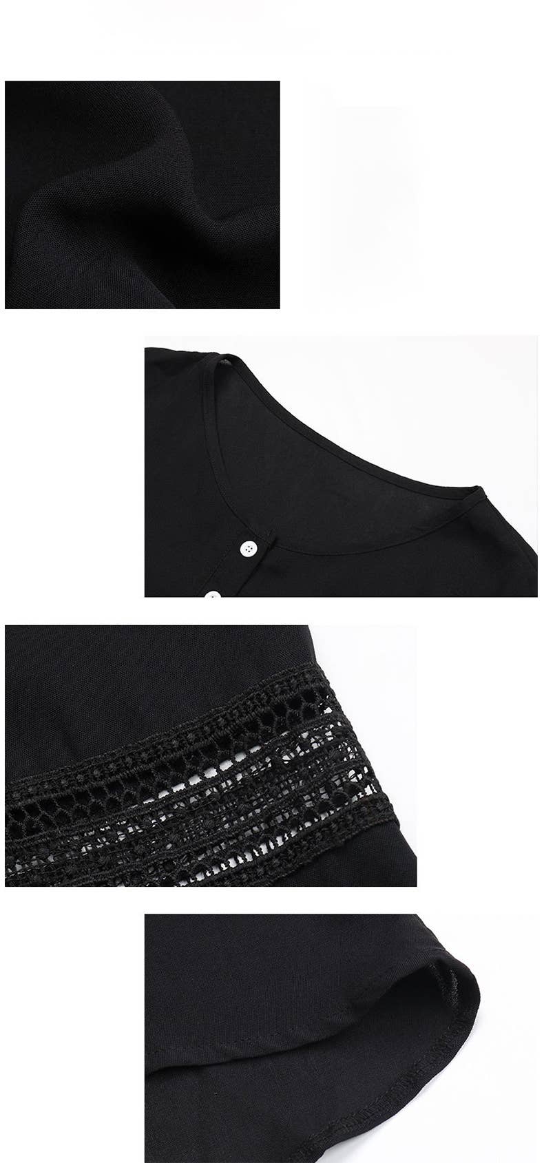 Round-neck lace patchwork cutout shirt