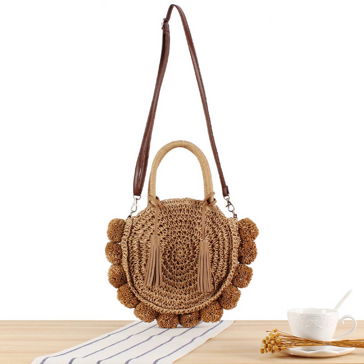 BALL CROSSBODY TASSEL BEACH WOVEN BAG_CWAB2119