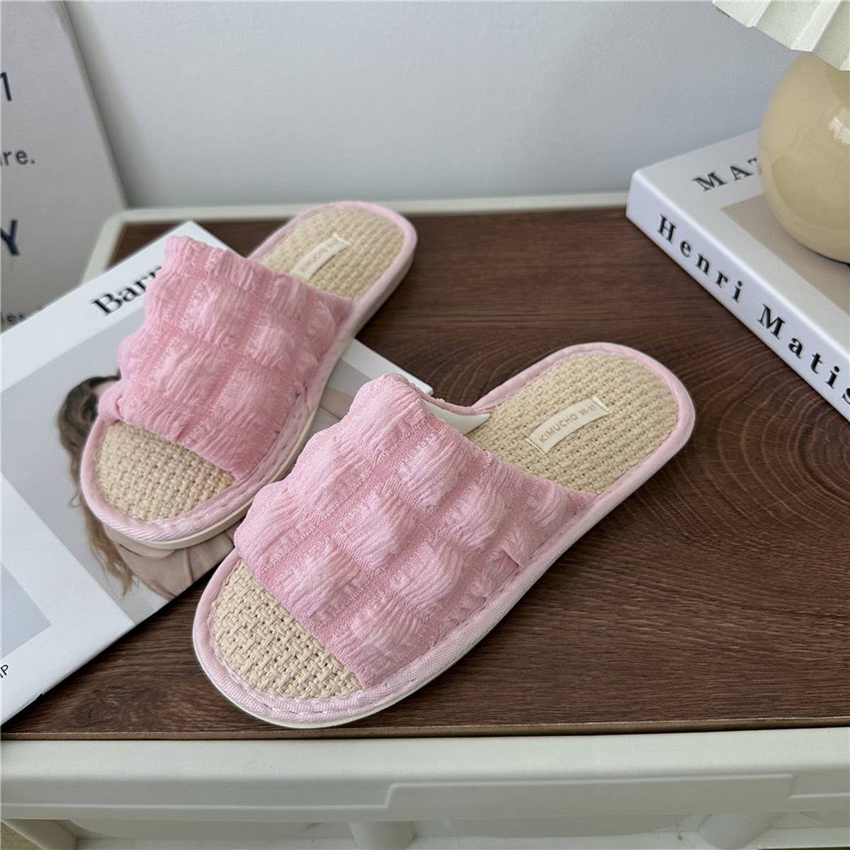 CLOUD PLEATED BUBBLE COTTON LINEN HOME SLIPPERS