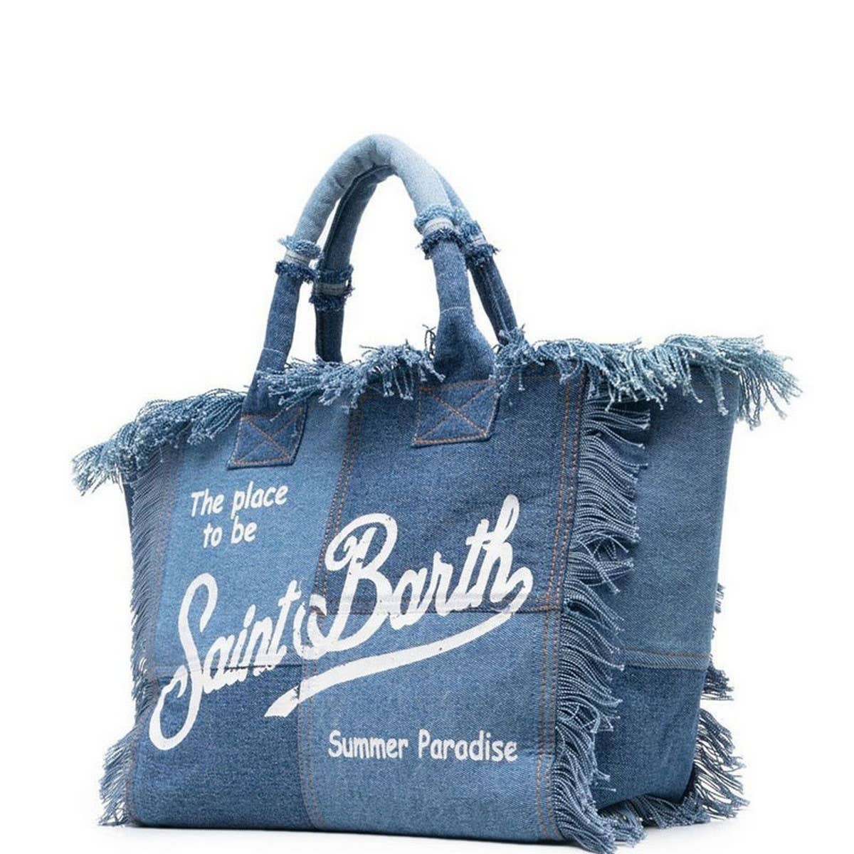 FASHION PRINT DENIM TOTE BAG WITH TASSEL_CWAB1946