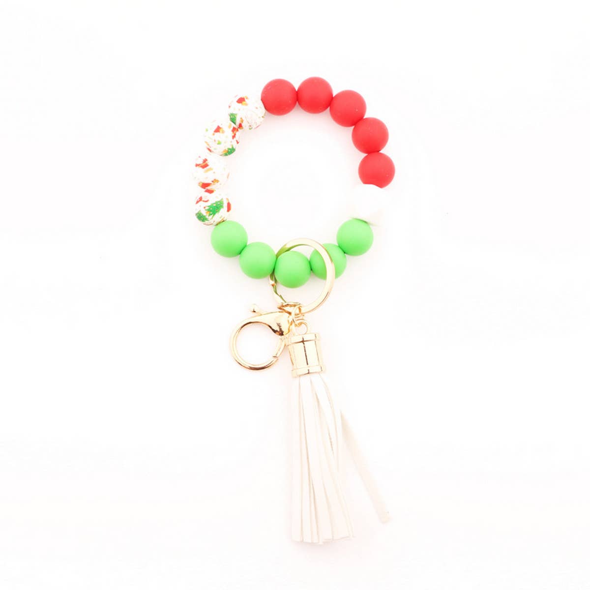 CHRISTMAS BEAD BRACELET CARD HOLDER KEYCHAIN