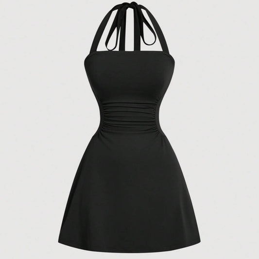 Slim high waist elegant sexy halter-neck dress