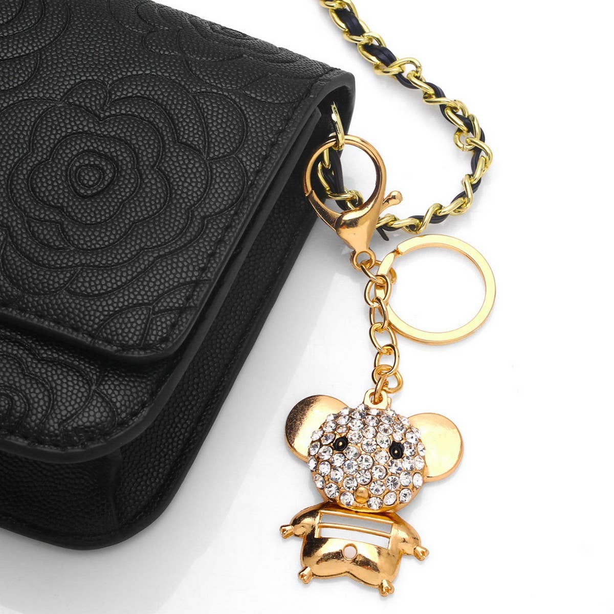 CREATIVE DIAMOND INLAID RAT KEYCHAIN PENDANT