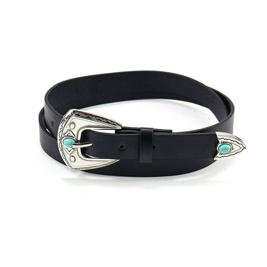 TURQUOISE EMBELLISHED VINTAGE BELT_CWABE0423