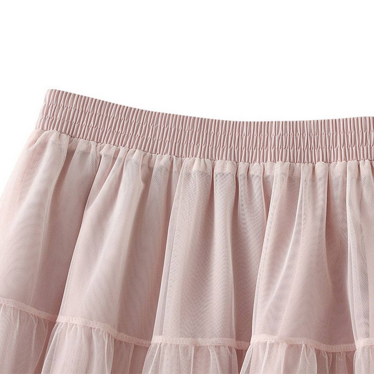 Vintage Pleated Lace Trim Tulle Maxi Skirt
