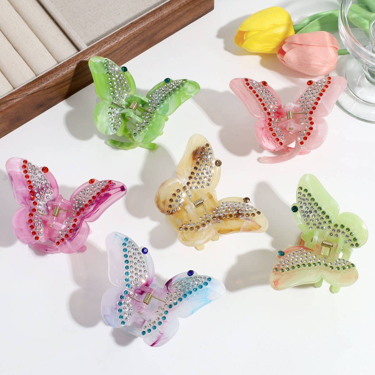 Elegant Butterfly Hair Claw, Gradient Rhinestone