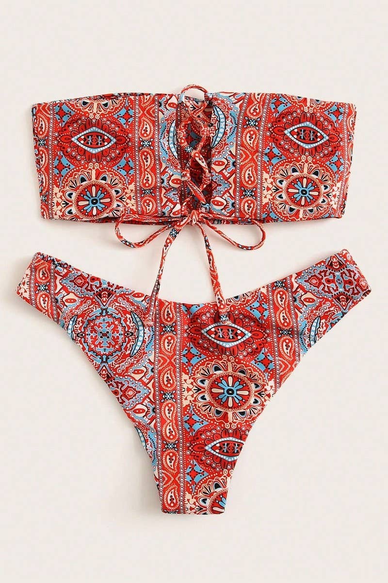 CWMW0849_PRINTED TWO-PIECE SWIMSUIT SET