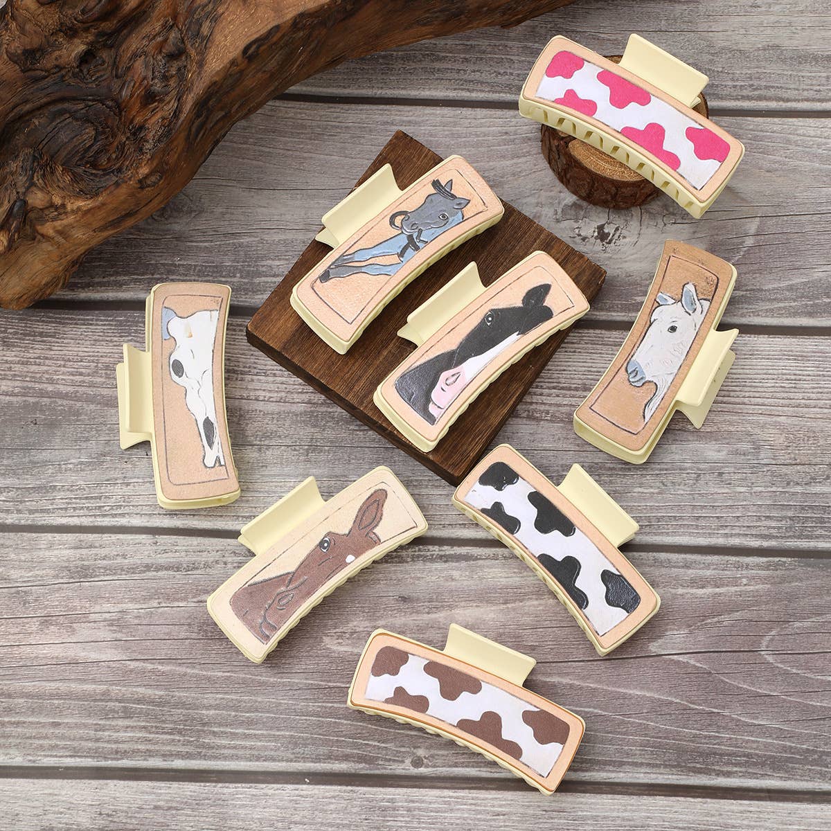 HORSE HEAD PATTERN LEATHER WESTERN HAIR CLAW CLIPS