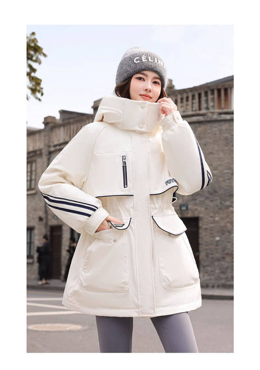 Hooded,color-blocked windproof, cotton jacket