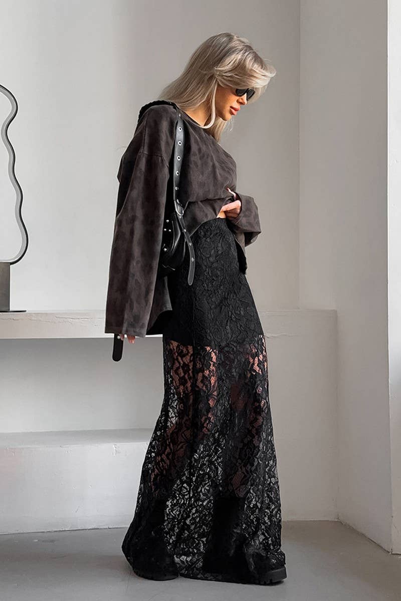 CWBLS141_LACE HOLLOW JACQUARD SEE-THROUGH SEXY SKIRT