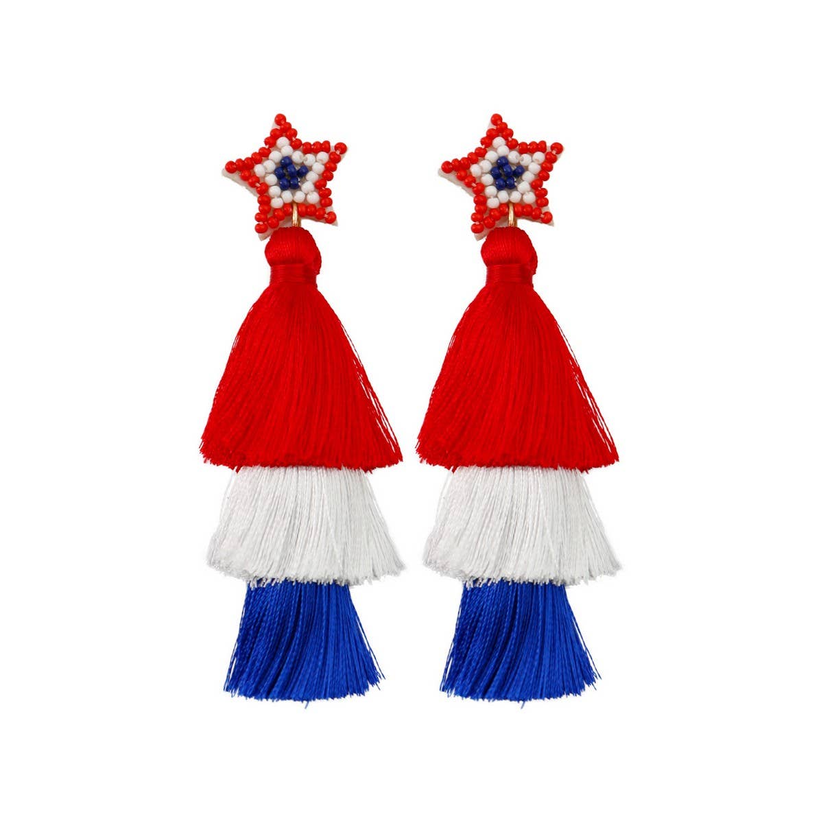 VINTAGE AMERICAN FLAG HANDWOVEN EARRINGS