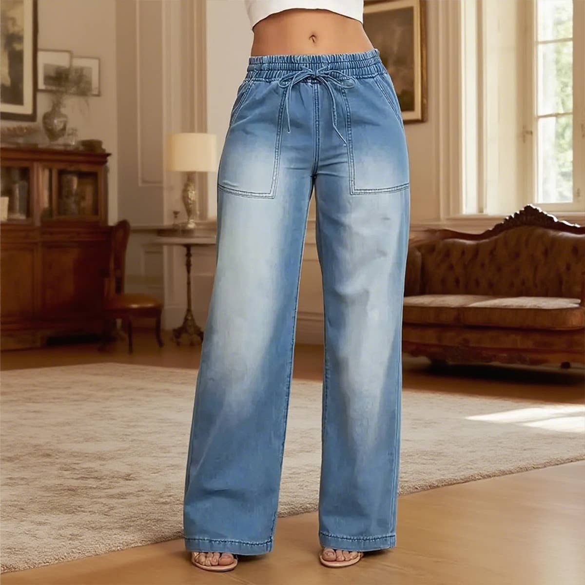Loose,versatile,casual and trendy wide-leg jeans