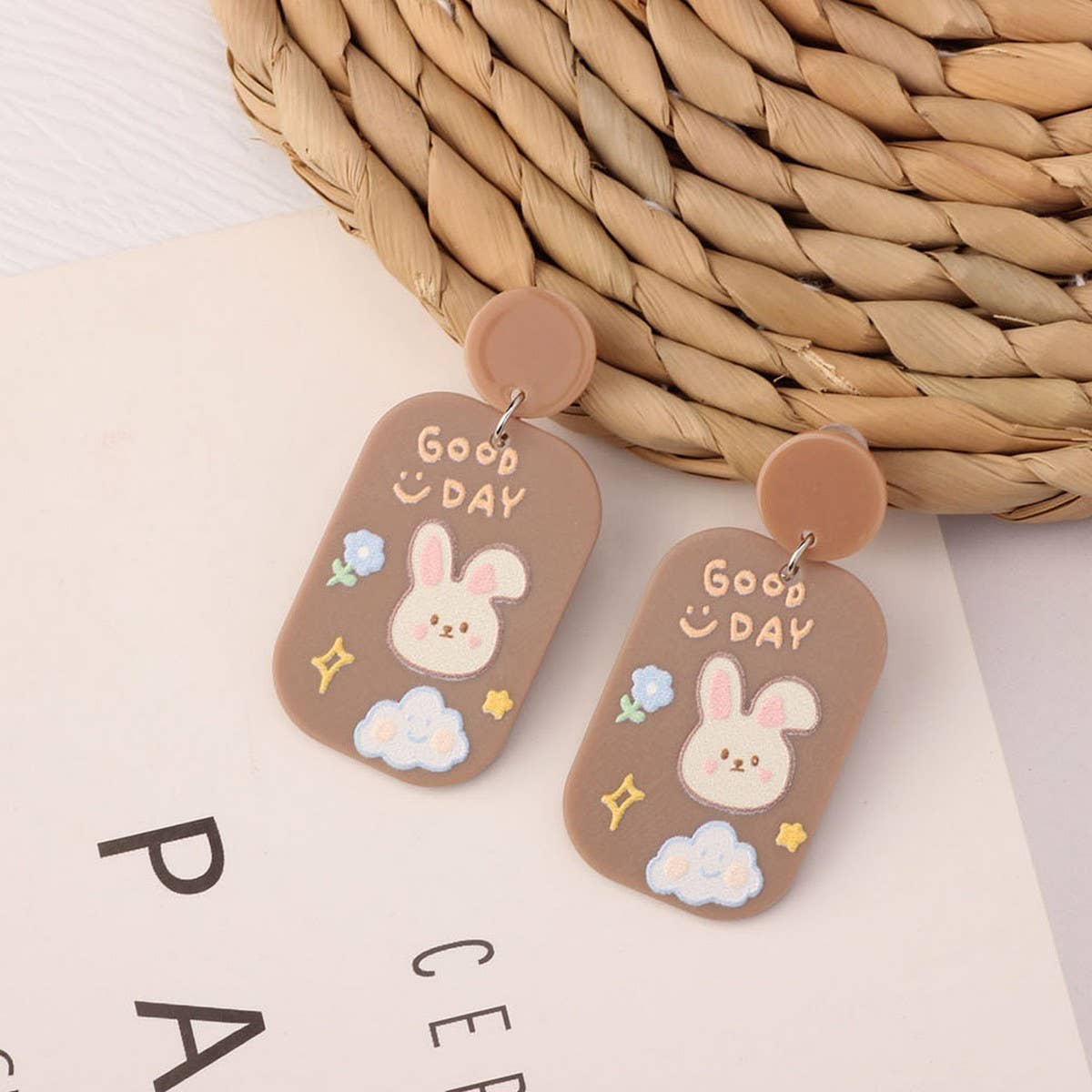 SWEET GIRL COLORFUL FLOWER ACRYLIC EARRINGS