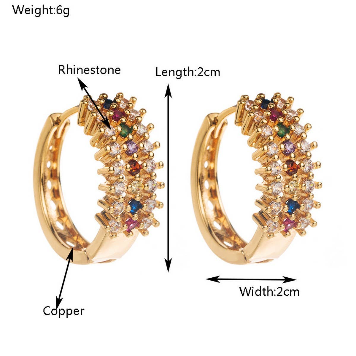 Gold-Plated CZ Hoop Earrings Women¡¯s Chic Style